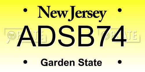 ADSB74 New Jersey License Plate