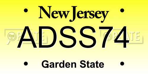 ADSS74 New Jersey License Plate