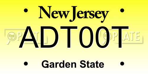 ADT00T New Jersey License Plate