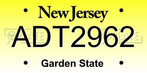 ADT2962 New Jersey License Plate