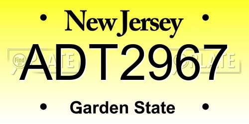 ADT2967 New Jersey License Plate