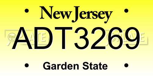 ADT3269 New Jersey License Plate