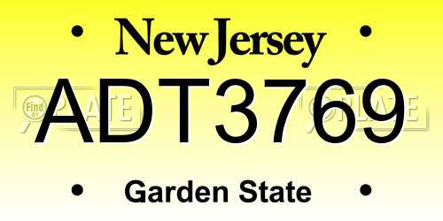 ADT3769 New Jersey License Plate