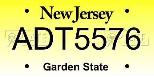 ADT5576 New Jersey License Plate