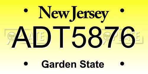 ADT5876 New Jersey License Plate