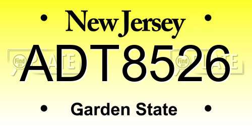 ADT8526 New Jersey License Plate