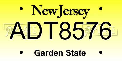 ADT8576 New Jersey License Plate