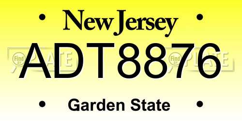 ADT8876 New Jersey License Plate
