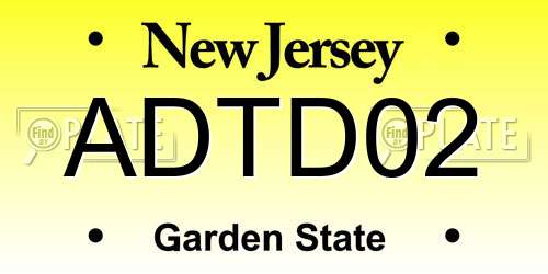 ADTD02 New Jersey License Plate