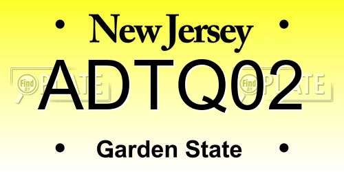 ADTQ02 New Jersey License Plate