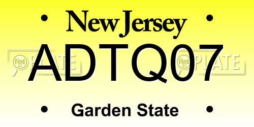 ADTQ07 New Jersey License Plate