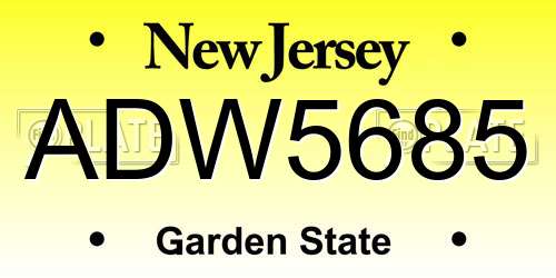 ADW5685 New Jersey License Plate
