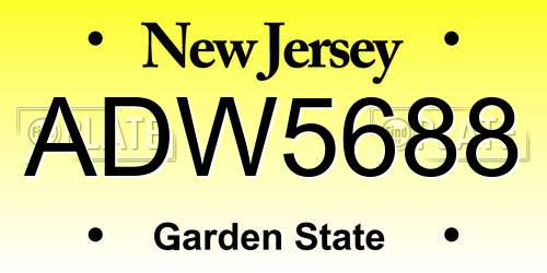 ADW5688 New Jersey License Plate