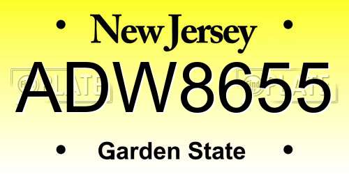 ADW8655 New Jersey License Plate