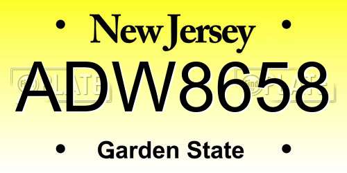 ADW8658 New Jersey License Plate