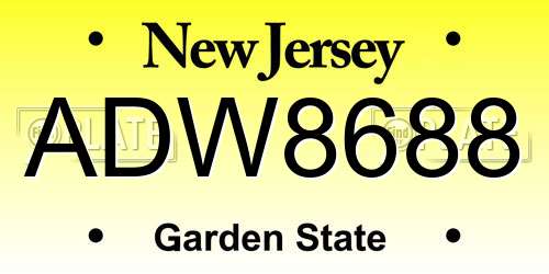 ADW8688 New Jersey License Plate