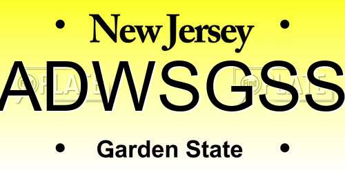 ADWSGSS New Jersey License Plate