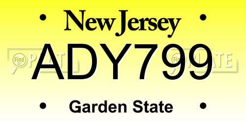 ADY799 New Jersey License Plate