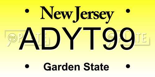 ADYT99 New Jersey License Plate