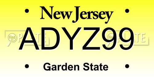 ADYZ99 New Jersey License Plate