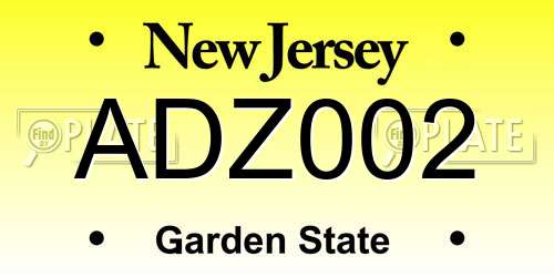 ADZ002 New Jersey License Plate