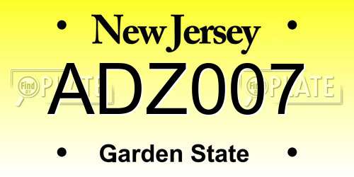 ADZ007 New Jersey License Plate