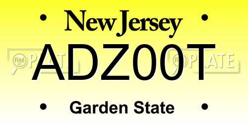 ADZ00T New Jersey License Plate