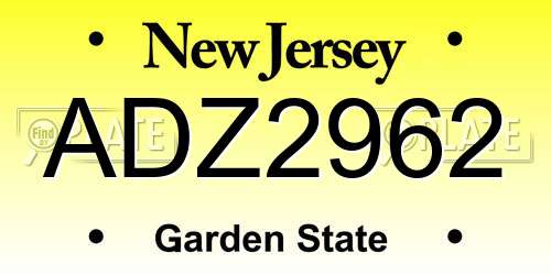 ADZ2962 New Jersey License Plate