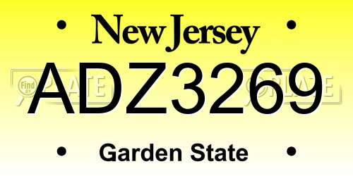 ADZ3269 New Jersey License Plate