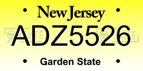 ADZ5526 New Jersey License Plate