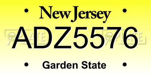 ADZ5576 New Jersey License Plate