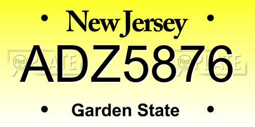 ADZ5876 New Jersey License Plate