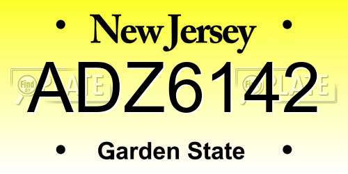 ADZ6142 New Jersey License Plate