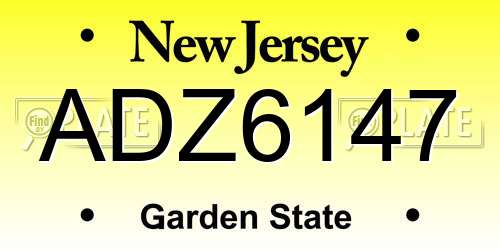 ADZ6147 New Jersey License Plate