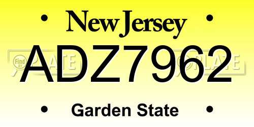 ADZ7962 New Jersey License Plate