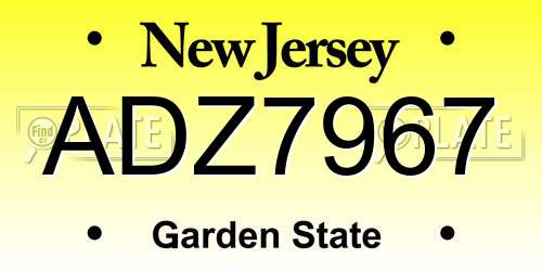 ADZ7967 New Jersey License Plate