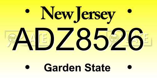 ADZ8526 New Jersey License Plate