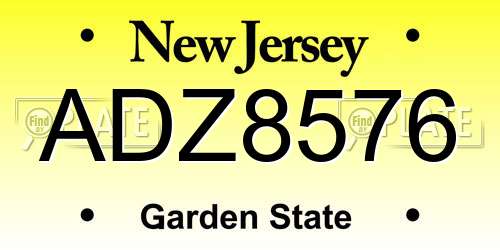 ADZ8576 New Jersey License Plate