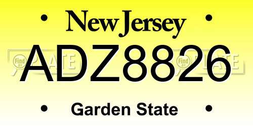 ADZ8826 New Jersey License Plate