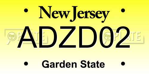 ADZD02 New Jersey License Plate