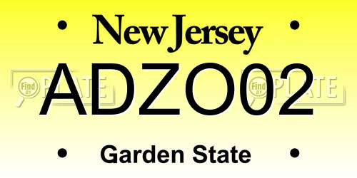 ADZO02 New Jersey License Plate