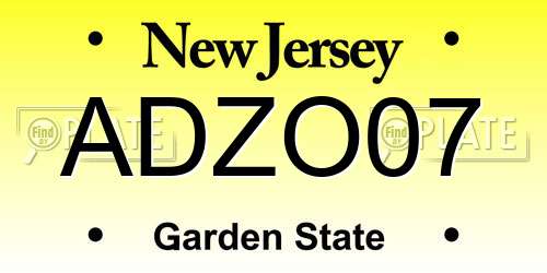 ADZO07 New Jersey License Plate