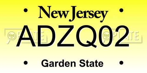 ADZQ02 New Jersey License Plate