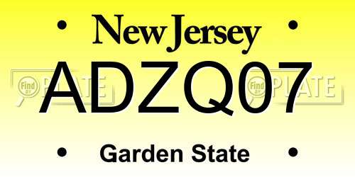 ADZQ07 New Jersey License Plate