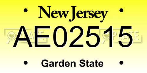 AE02515 New Jersey License Plate