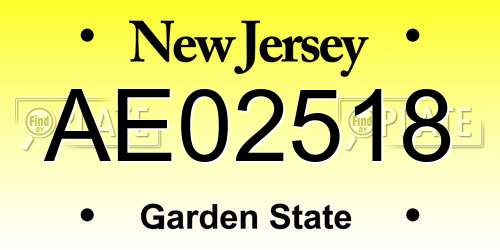 AE02518 New Jersey License Plate