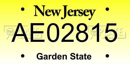 AE02815 New Jersey License Plate