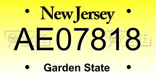AE07818 New Jersey License Plate