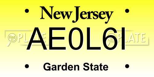 AE0L6I New Jersey License Plate