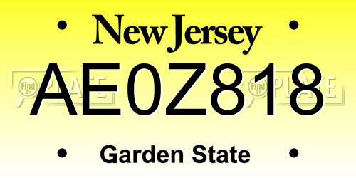 AE0Z818 New Jersey License Plate